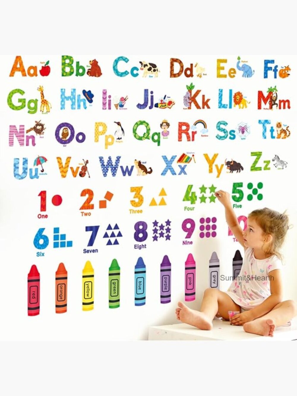 Removable Wall Stickers for Nursery, Educational Animal Alphabet Decor